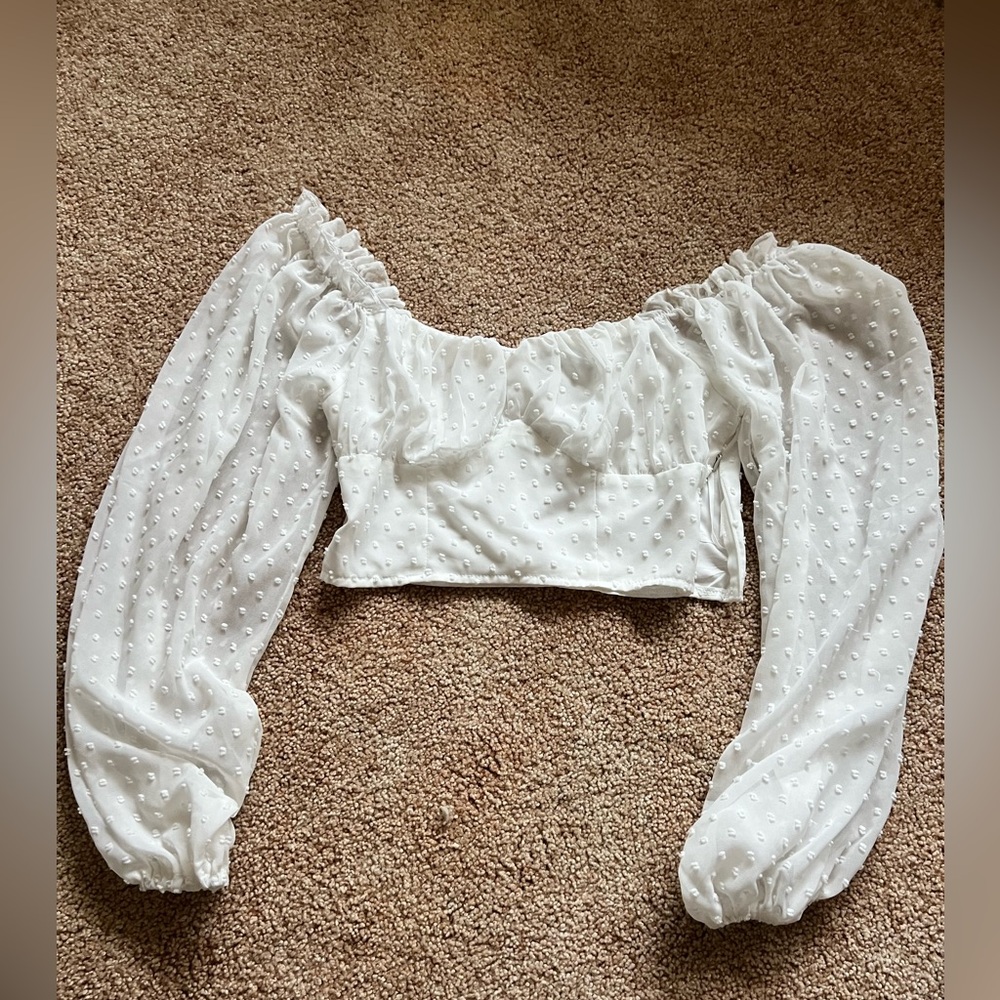 White blouse crop top.